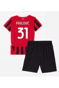 AC Milan Strahinja Pavlovic #31 Babyklær Hjemme Fotballdrakt til barn 2024-25 Korte ermer (+ Korte bukser)